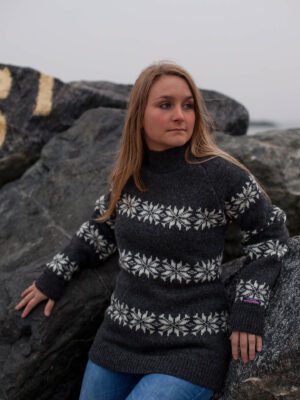 Isländer Stil Pullover "Isblomst" Eisblumen/Schneeflocken Muster