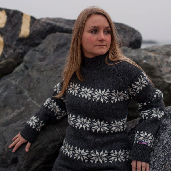 Isländer Stil Pullover "Isblomst" Eisblumen/Schneeflocken Muster