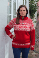 Norweger Pullover "Fjordglød" mit Schneeflocke - 100 % Schurwolle