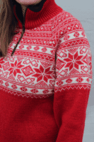 Norweger Pullover "Fjordglød" mit Schneeflocke - 100 % Schurwolle