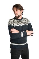 Norweger-Stil Pullover "Alp" Merinowolle NAVY