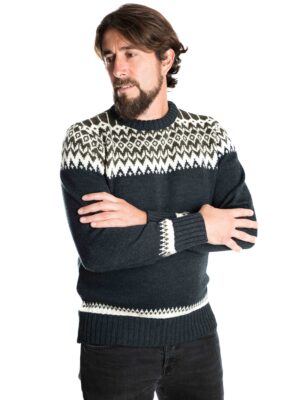 Norweger-Stil Pullover "Alp" Merinowolle NAVY