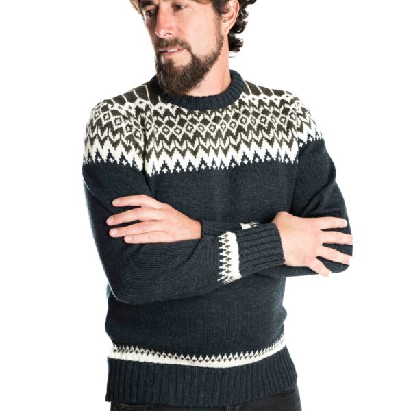 Norweger-Stil Pullover "Alp" Merinowolle NAVY