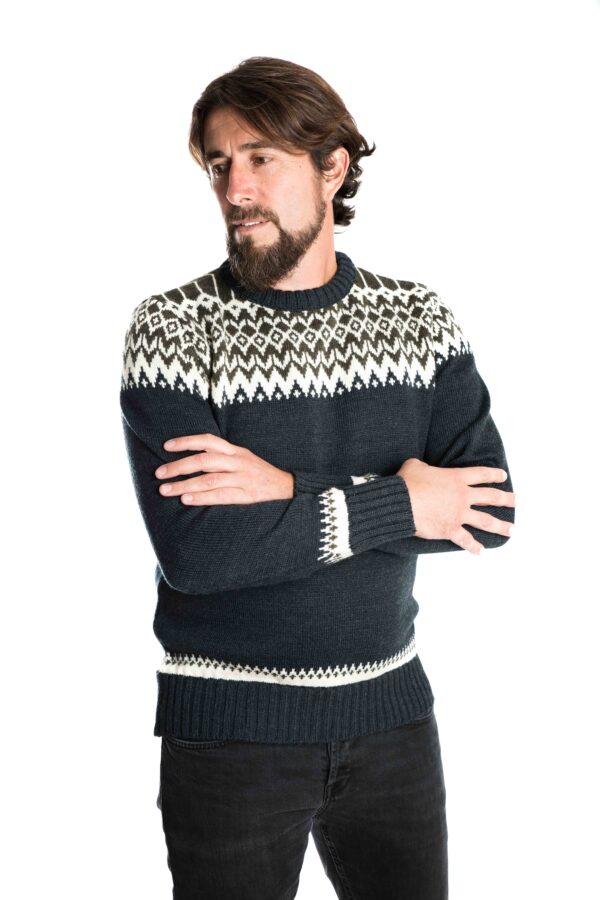 Norweger-Stil Pullover "Alp" Merinowolle NAVY