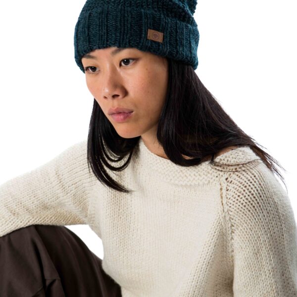 Skandinavische Wollmütze "Alrune" Perlstrick Merinowolle