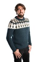 Handgestrickter Norweger-Stil Merinowolle-Pullover "Frede" PETROL