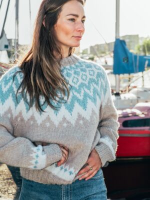 Merinowolle-Pullover "Helena" Handgestrickt im Norweger Stil