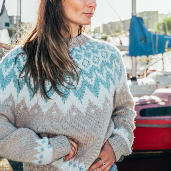 Merinowolle-Pullover "Helena" Handgestrickt im Norweger Stil