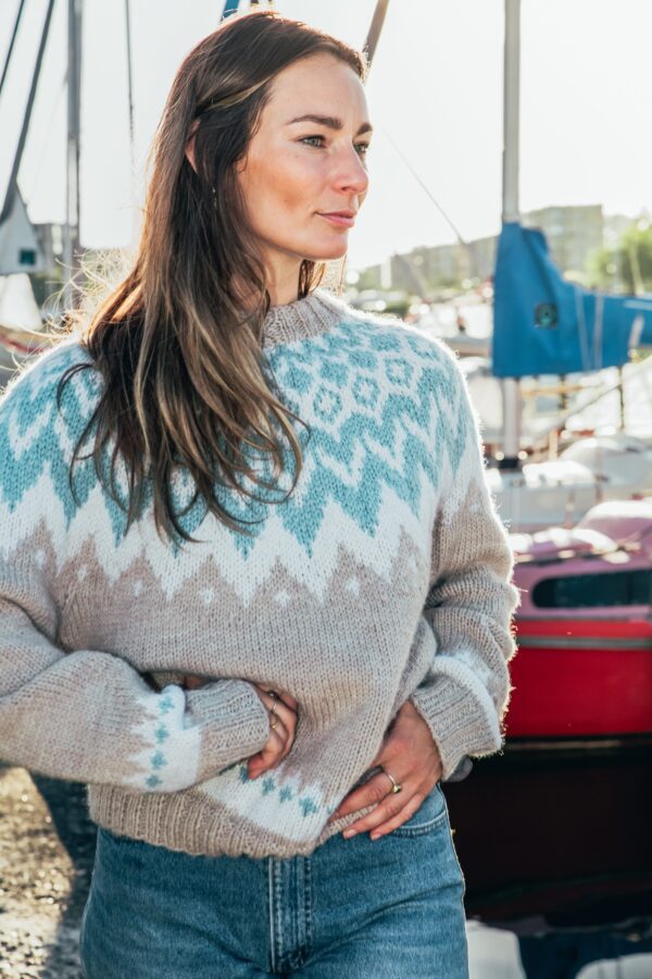 Merinowolle-Pullover "Helena" Handgestrickt im Norweger Stil