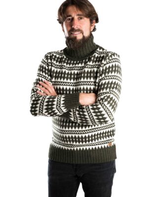 Skandinavischer Merinowolle-Pullover Rollkragen "Gorm" OLIVE