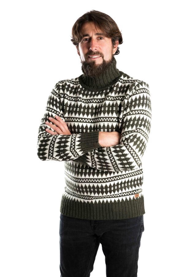 Skandinavischer Merinowolle-Pullover Rollkragen "Gorm" OLIVE