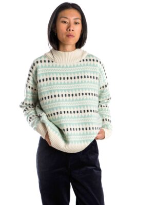 Merinowolle-Pullover Rundhals "Gunhild" BLAU