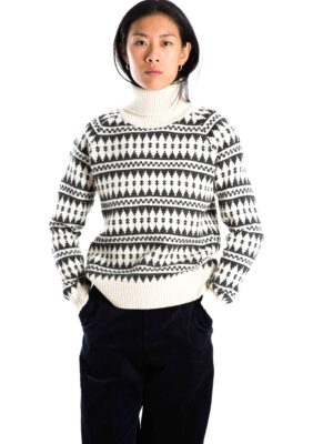 Skandinavischer Merinowolle-Pullover Rollkragen "Gunhild" COAL