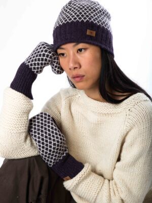 Skandinavische Wollhandschuhe :Liv Aubergine