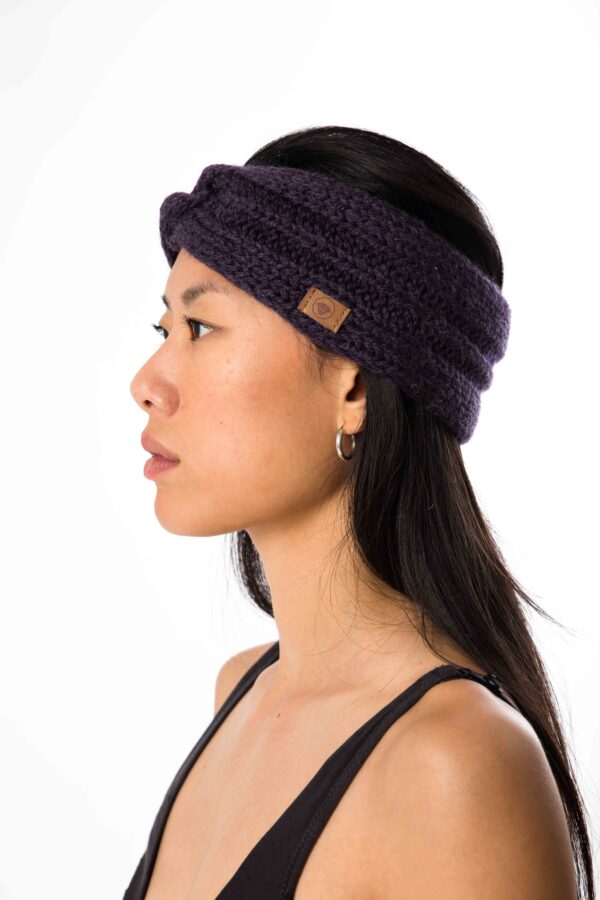 Skandinavisches Woll-Stirnband mit Knoten "Lyra" Merinowolle, handgestrickt