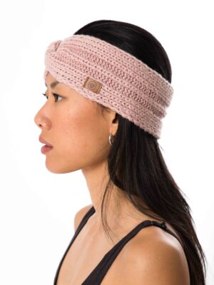 Skandinavisches Woll-Stirnband mit Knoten "Lyra" Merinowolle, handgestrickt