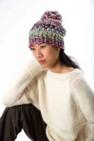 Skandinavische Wollstrickmütze Perlstrick "Queen" Lammwolle mit Fleece