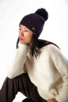 Skandinavische Wollstrickmütze Perlstrick "Queen" Lammwolle mit Fleece