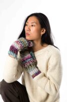 Skandinavische Wollstrickhandschuhe Perlstrick "Queen" aus Lammwolle mit Fleece