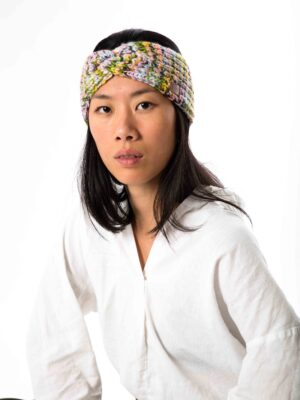 Handgestricktes Stirnband "Sol" in fröhlichem Multicolor