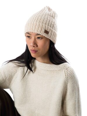 Skandinavische Wollmütze für Damen Ulv creme weiss