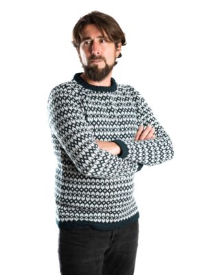 Skandinavischer Merinowolle-Pullover "Ymer" Rundhals INDIGO