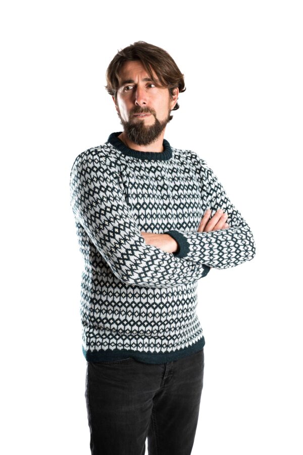 Skandinavischer Merinowolle-Pullover "Ymer" Rundhals INDIGO