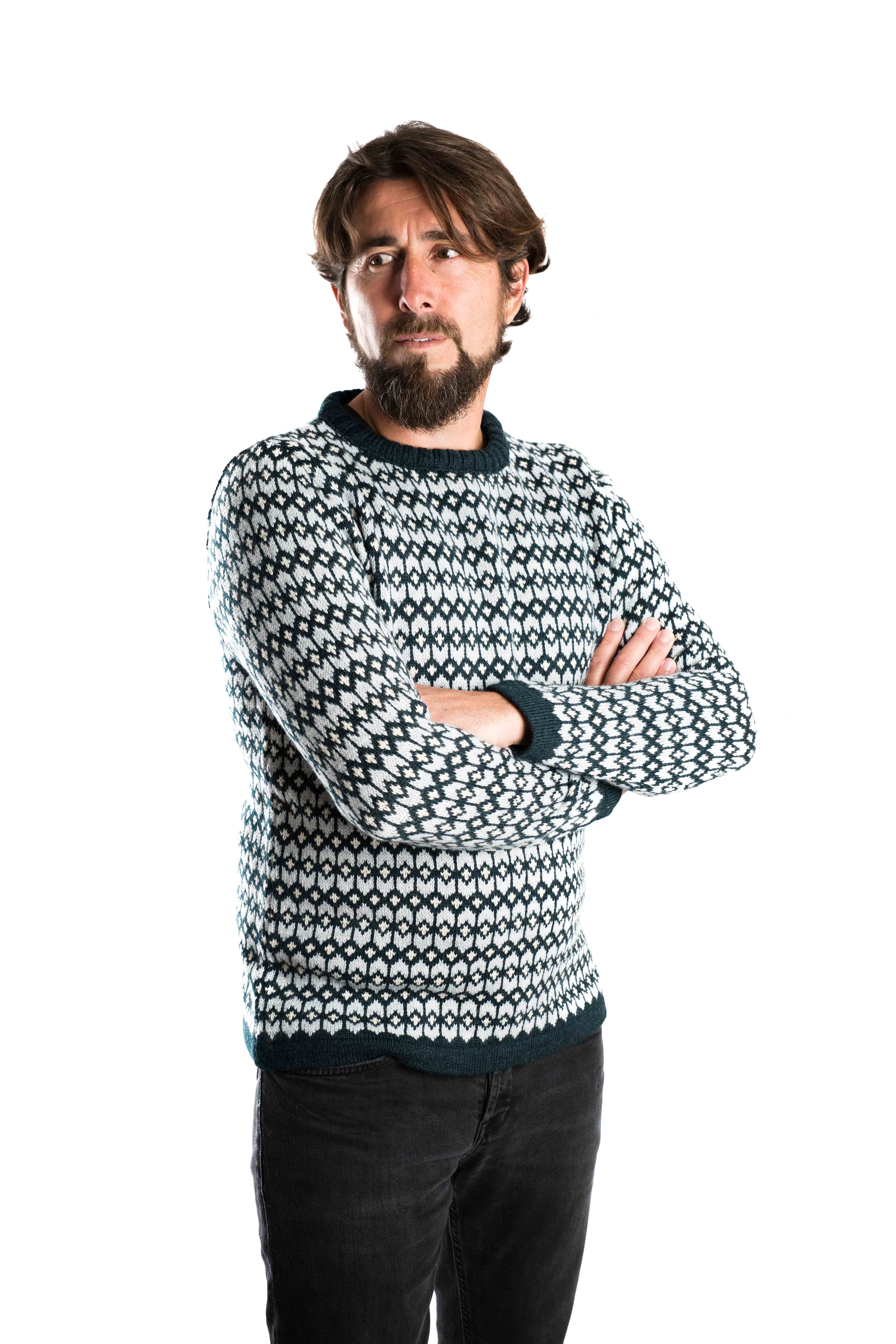 Skandinavischer Merinowolle-Pullover "Ymer" Rundhals INDIGO
