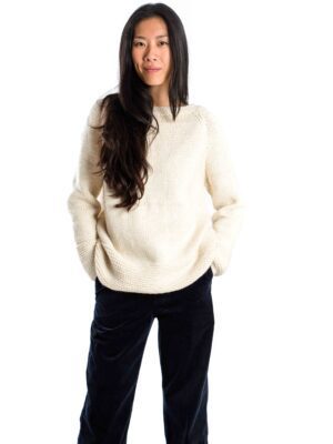 Skandinavischer Merinowolle-Pullover "Baltic" CREME handgestrickt