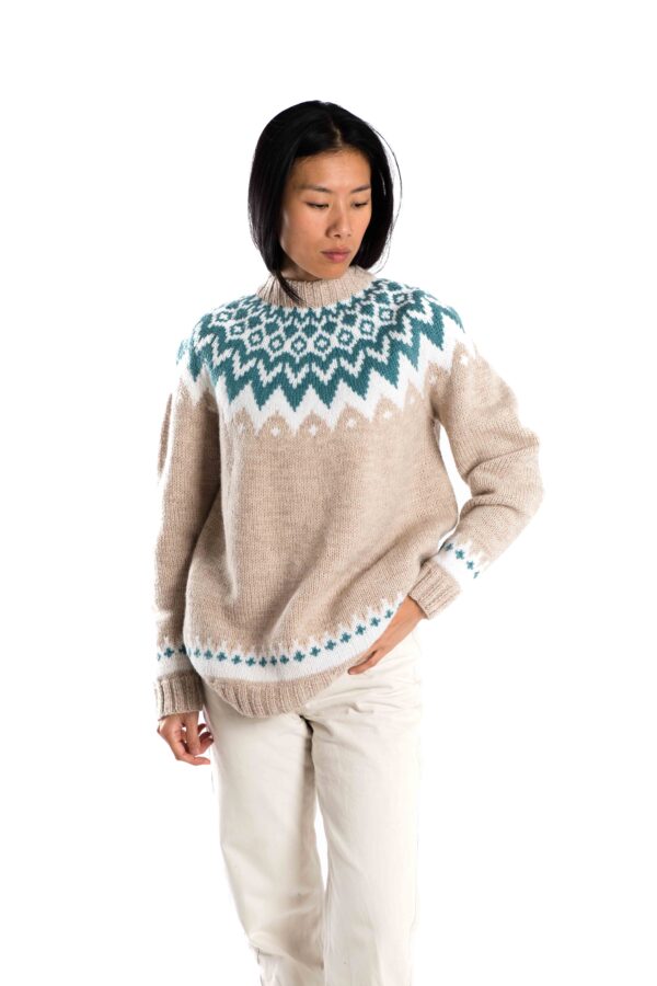 Merinowolle-Pullover "Helena" Handgestrickt im Norweger Stil