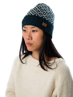 Skandinavische Strickmütze "Tinka" mit Norweger-Muster aus Merinowolle