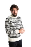 Skandinavischer Merinowolle-Pullover Rollkragen "Gorm" WEISS