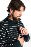 Skandinavischer Merinowolle-Pullover "Ymer" mit Kragen Herren INDIGO