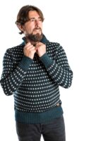 Skandinavischer Merinowolle-Pullover "Ymer" mit Kragen Herren INDIGO