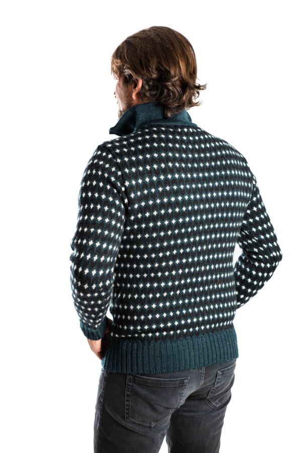 Skandinavischer Merinowolle-Pullover "Ymer" mit Kragen Herren INDIGO
