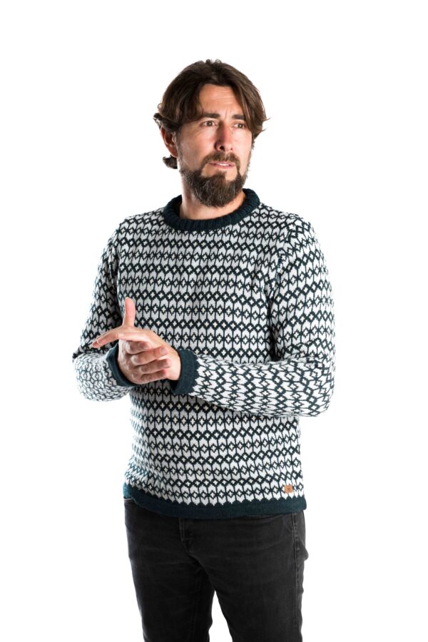 Skandinavischer Merinowolle-Pullover "Ymer" Rundhals INDIGO