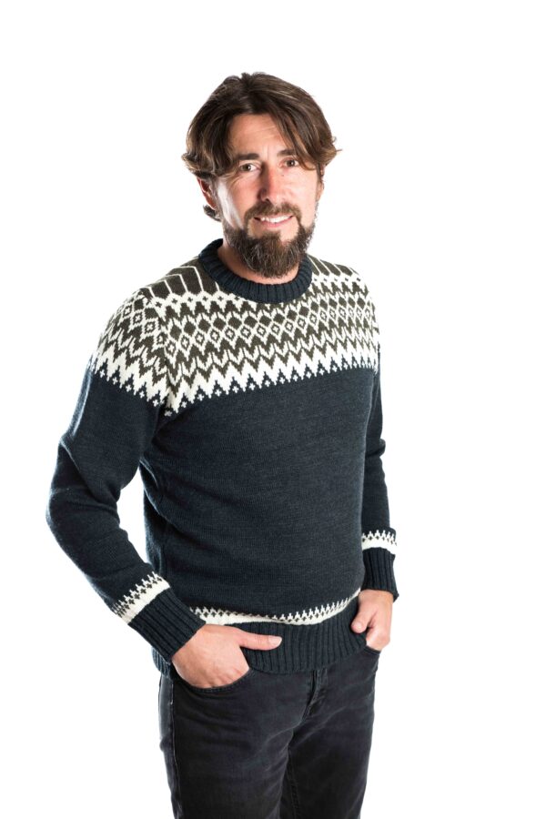 Norweger-Stil Pullover "Alp" Merinowolle NAVY