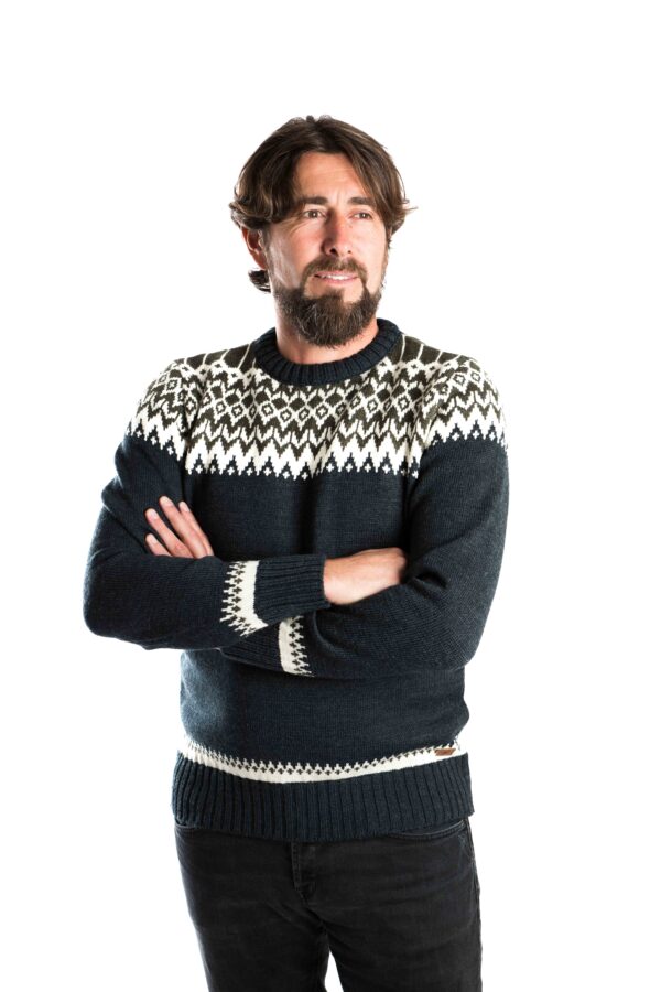 Norweger-Stil Pullover "Alp" Merinowolle NAVY