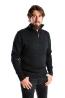 Merinowolle-Pullover "DAI" mit Zipper im Perlstrickmuster