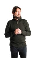 Merinowolle-Pullover "DAI" mit Zipper im Perlstrickmuster