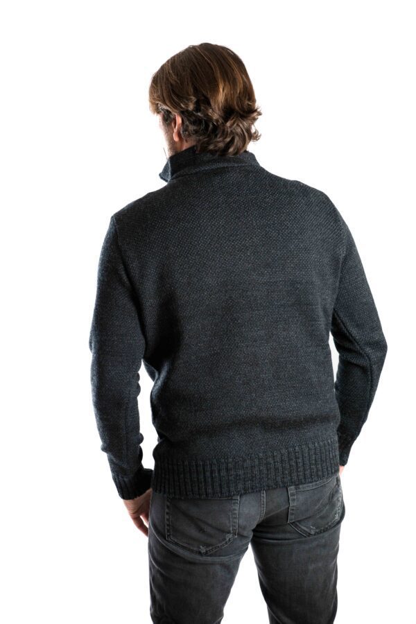 Merinowolle-Pullover "DAI" mit Zipper im Perlstrickmuster