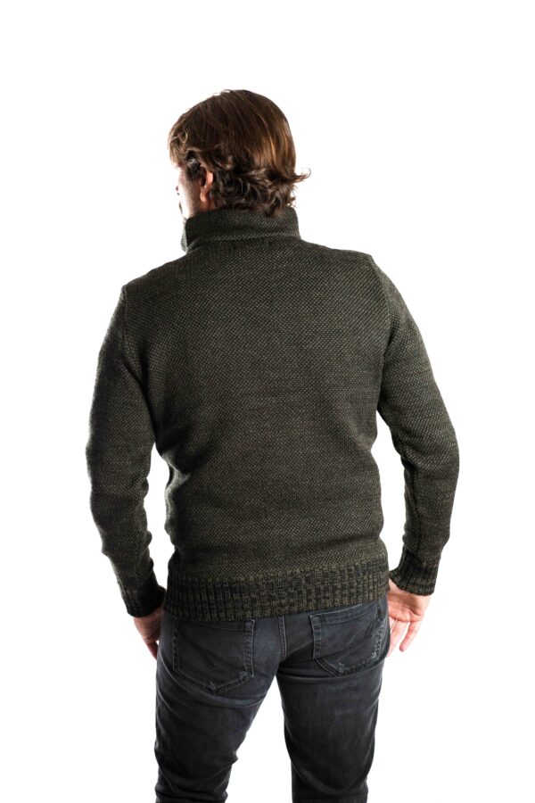 Merinowolle-Pullover "DAI" mit Zipper im Perlstrickmuster