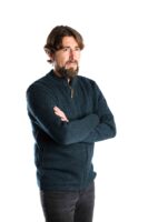 Merinowolle-Pullover "DAI" mit Zipper im Perlstrickmuster