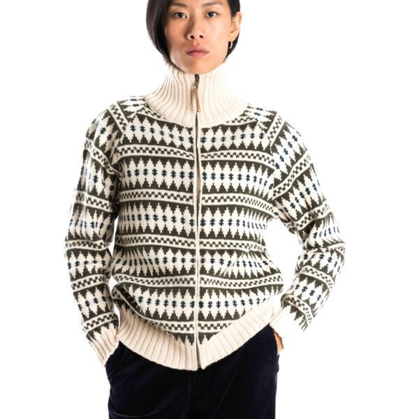 Skandinavischer Merinowolle Cardigan "Gunhild" OLIVE