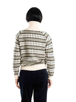 Skandinavischer Merinowolle Cardigan GUNHILD OLIVE _Rückseite