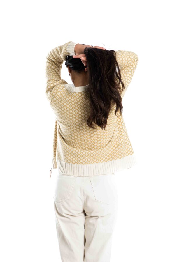 Skandinavische Wollstrickjacke mit Rautenmuster "Iris" Merinowolle