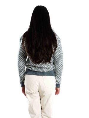 Iris Cardi skandinavische Rundhals Strickjacke Blau_Hinten