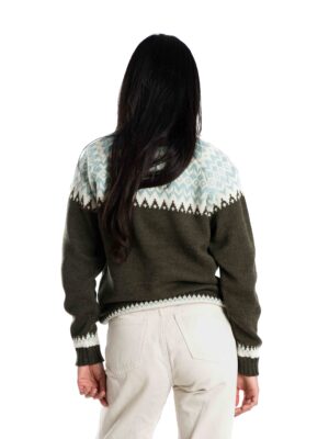 Rundhals Pullover Merinowolle Helga OLIVE_Hinten