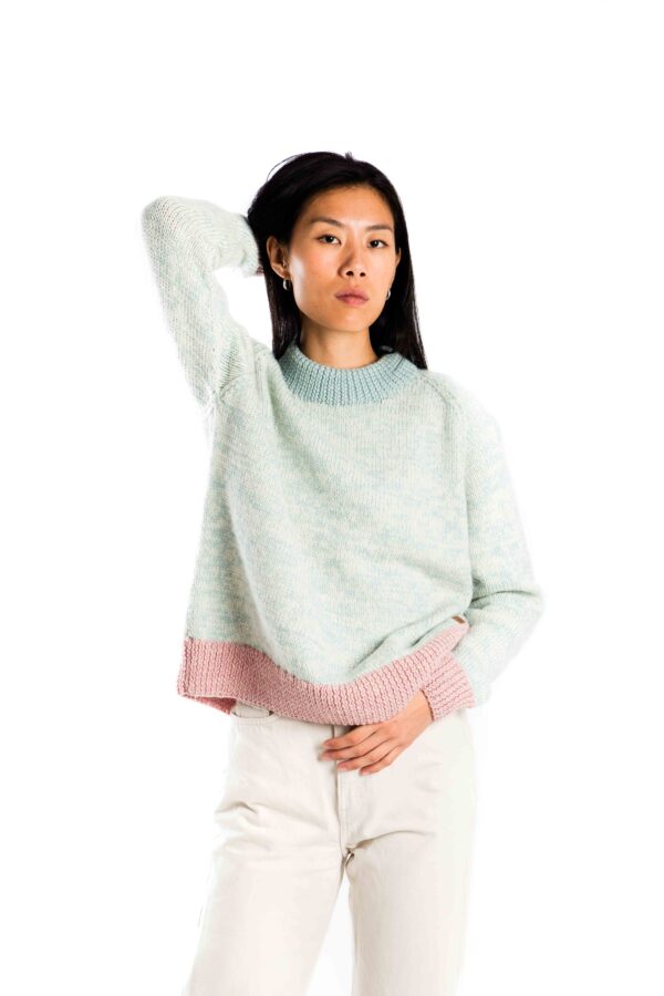 Skandinavischer moderner Merinowolle-Pullover "Astra" SKY BLUE