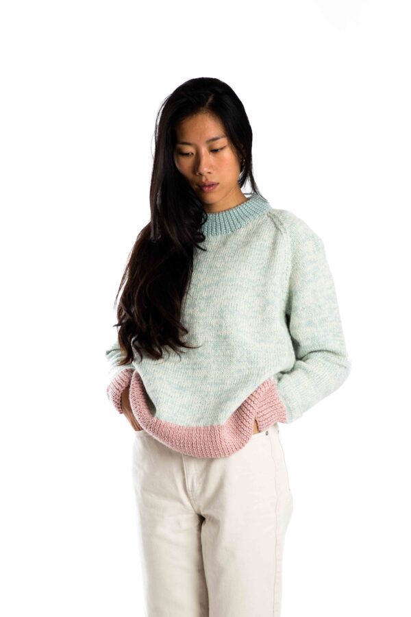 Skandinavischer moderner Merinowolle-Pullover "Astra" SKY BLUE